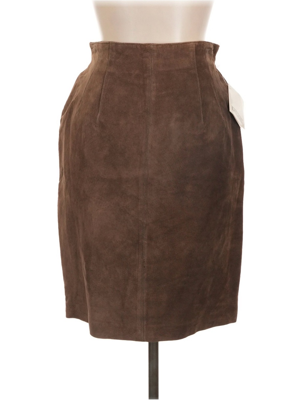 NWT VINTAGE Evan Davies Taupe Suede Pencil Skirt Size 28 waist